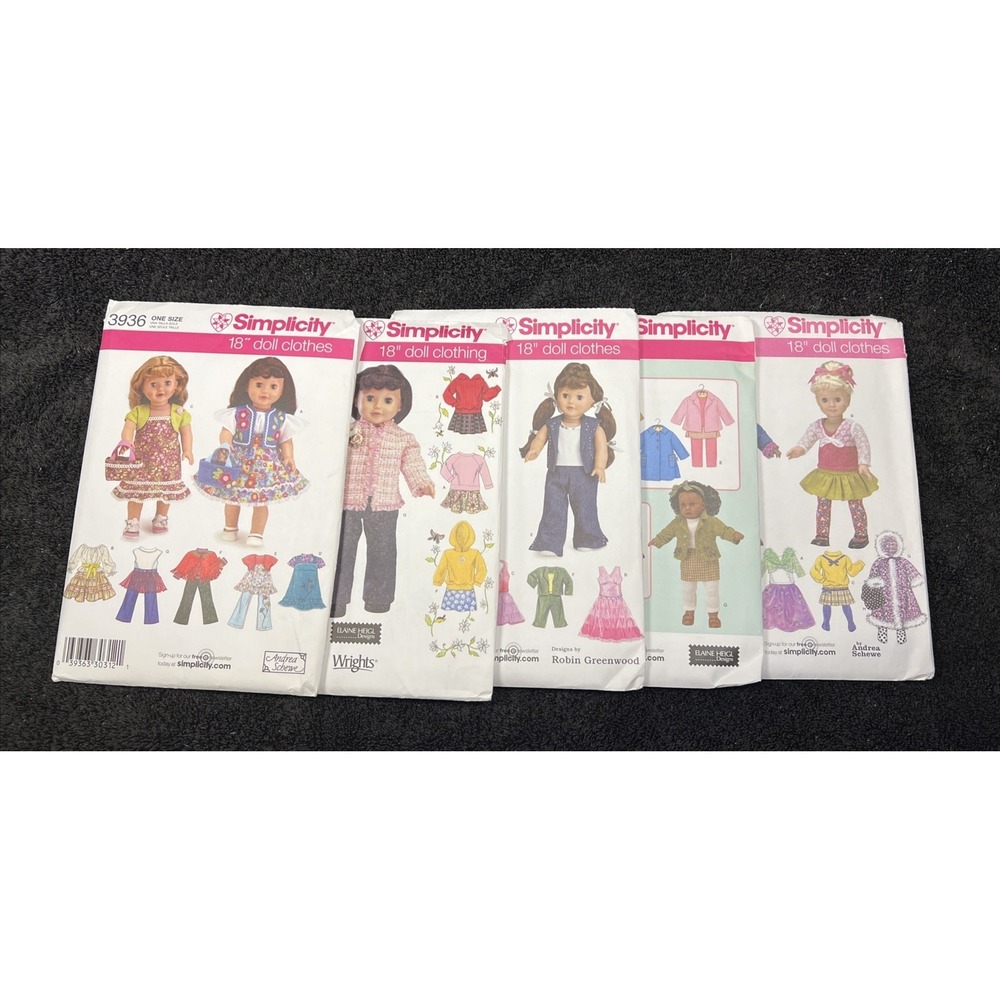 Simplicity Doll Clothes Patterns 3936, 4297, 3764, 3551, 3874 - 18" Dolls‎ Uncut